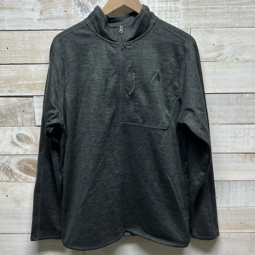 The North Face Sweater Mens Large Gray Fleece Half Zip Pullover Hiking Outdoor
